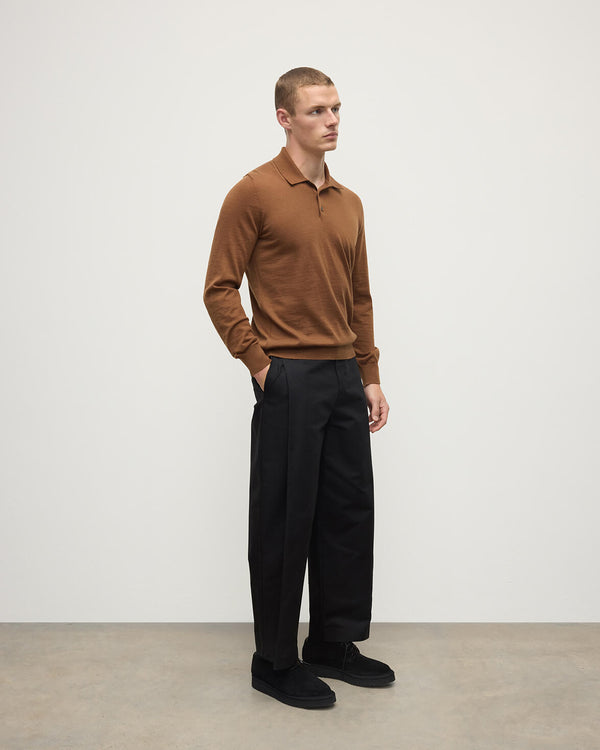 Johnstons Of Elgin Dark Camel Cashmere Polo Shirt