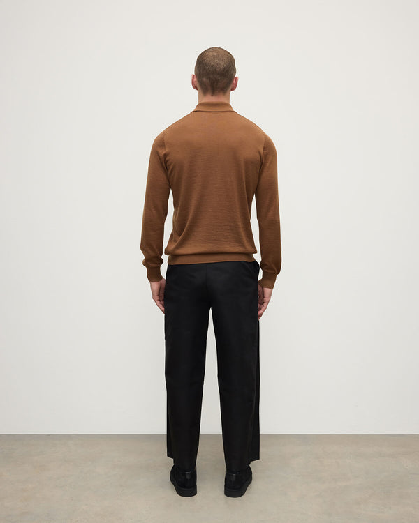 Johnstons Of Elgin Dark Camel Cashmere Polo Shirt