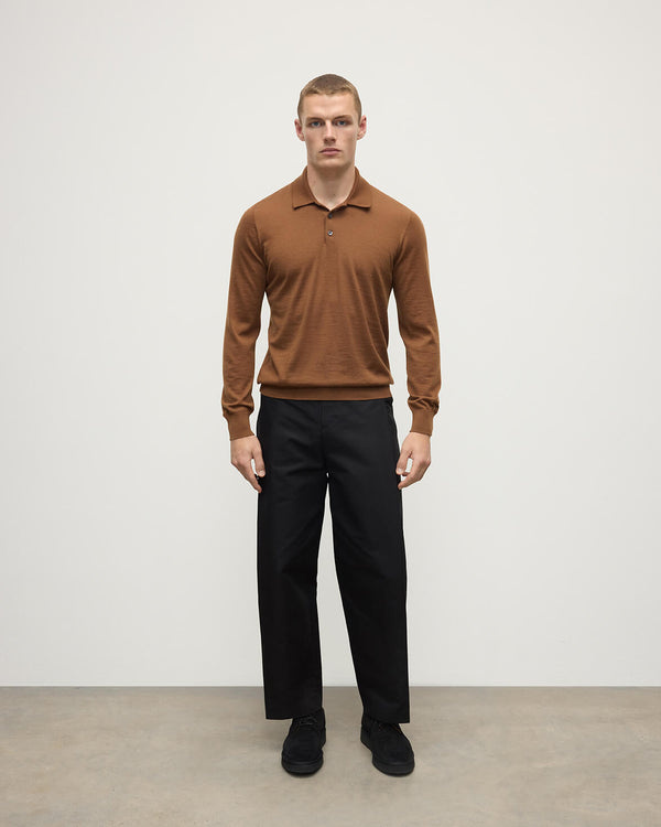 johnstons of elgin Dark Camel Cashmere Polo Shirt