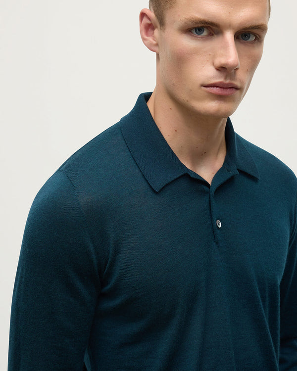 Johnstons Of Elgin Dark Green Cashmere Polo Shirt