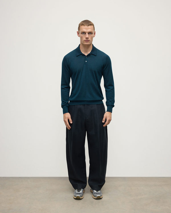 johnstons of elgin Dark Green Cashmere Polo Shirt