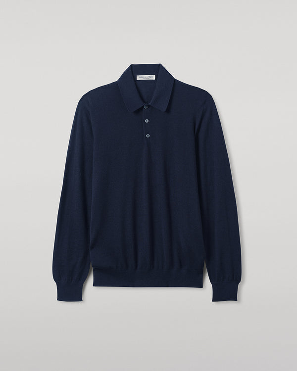 Johnstons Of Elgin Dark Navy Cashmere Polo Shirt