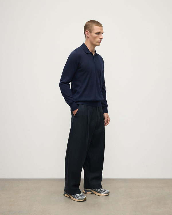 Johnstons Of Elgin Dark Navy Cashmere Polo Shirt