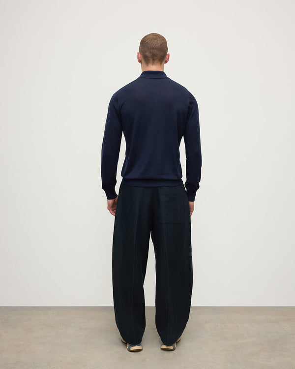 Johnstons Of Elgin Dark Navy Cashmere Polo Shirt