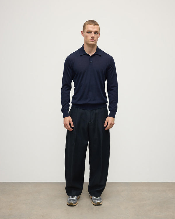 johnstons of elgin Dark Navy Cashmere Polo Shirt