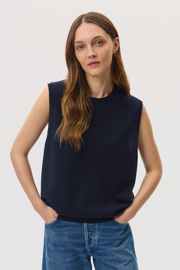 johnstons of elgin Dark Navy Cashmere Tank