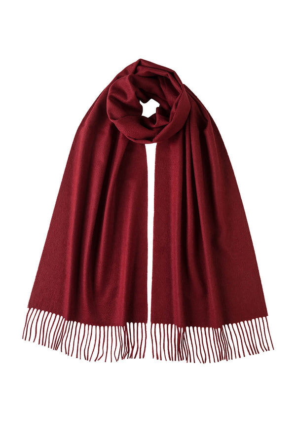 johnstons of elgin Dark Red Wide Cashmere Scarf
