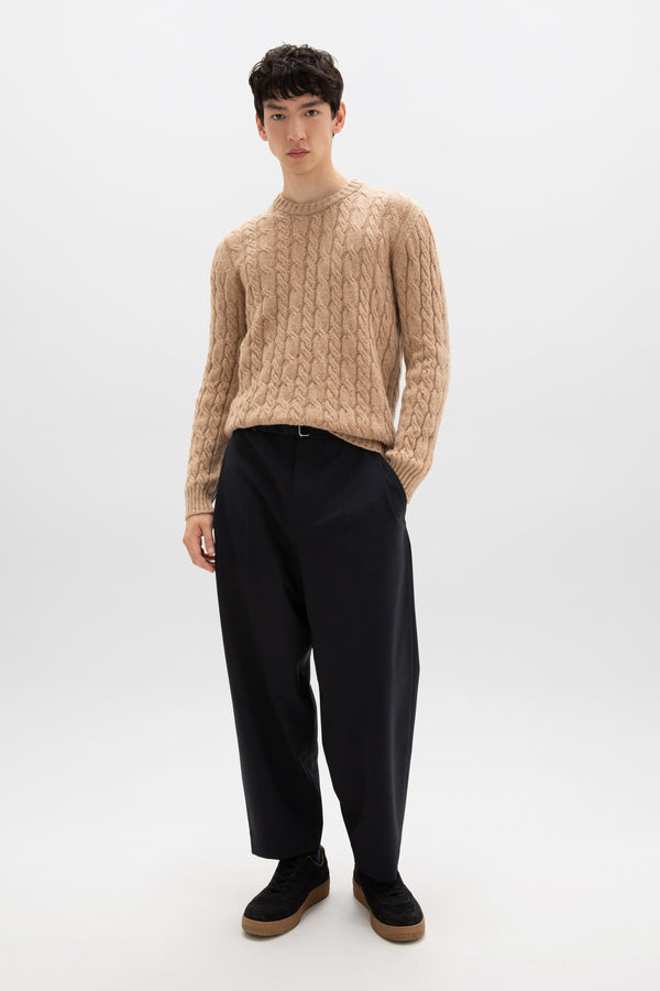 Johnstons Of Elgin Donegal Cable Knit Camel Jumper