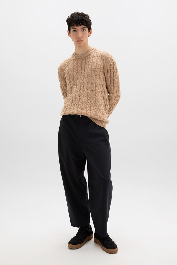 Johnstons Of Elgin Donegal Cable Knit Camel Jumper