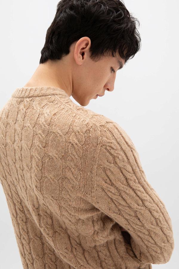 Johnstons Of Elgin Donegal Cable Knit Camel Jumper