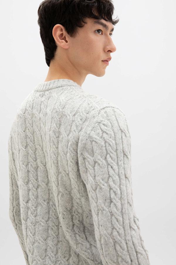 Johnstons Of Elgin Donegal Cable Knit Grey Jumper