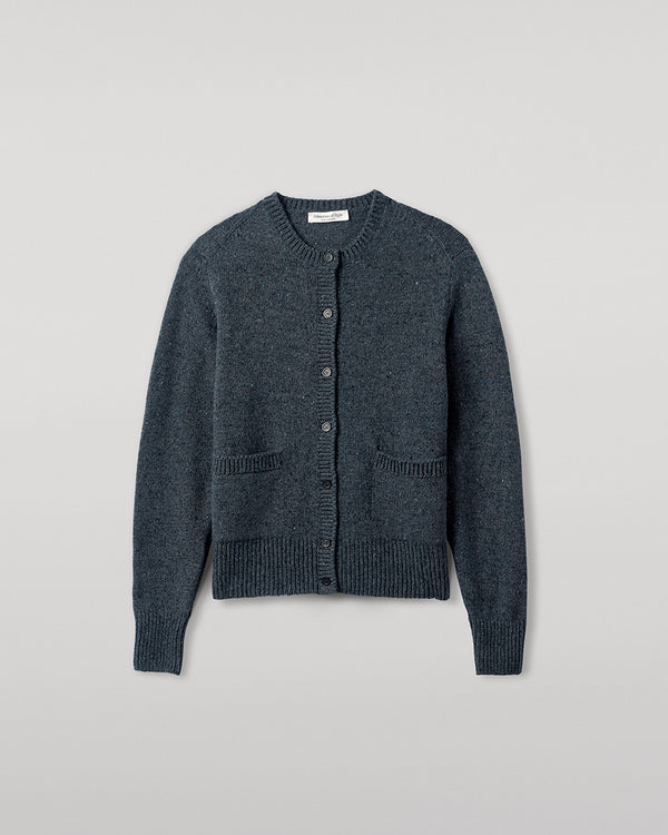 Johnstons Of Elgin Donegal Cashmere Blue Cardigan