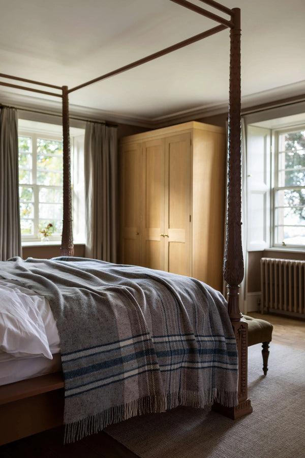 Johnstons Of Elgin Donegal Check Bed Blue Throw