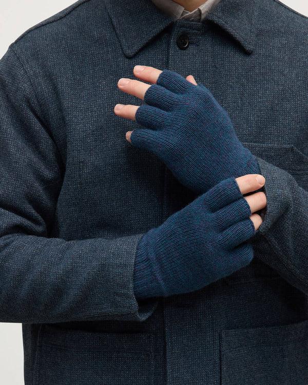 Johnstons Of Elgin Fingerless Navy Cashmere Gloves