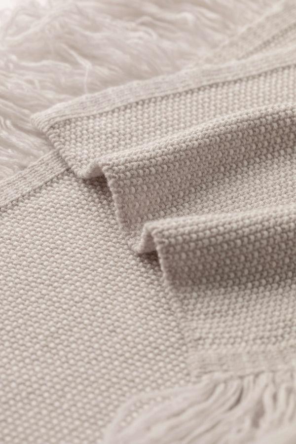 Johnstons Of Elgin Fringed Cashmere White Scarf