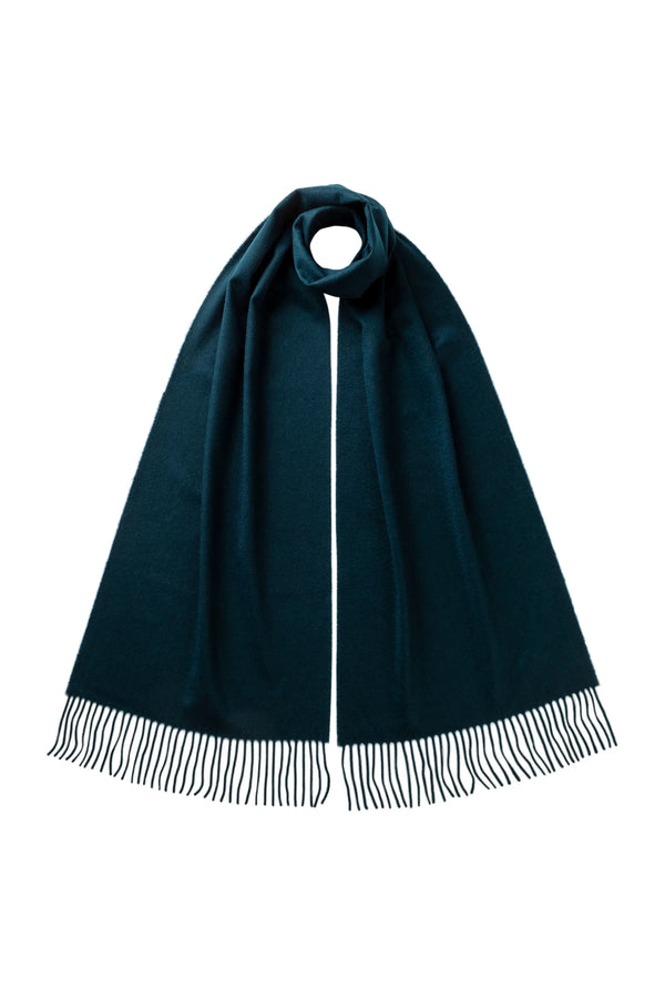 johnstons of elgin Green Wide Cashmere Scarf
