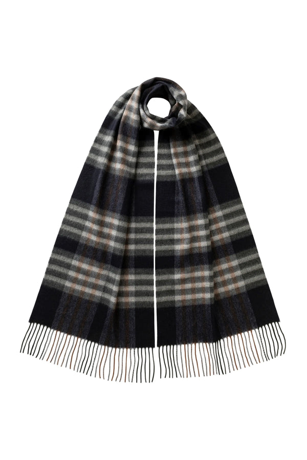 johnstons of elgin Grid Check Green Cashmere Scarf