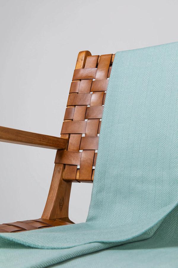 Johnstons Of Elgin Herringbone Merino Green Throw