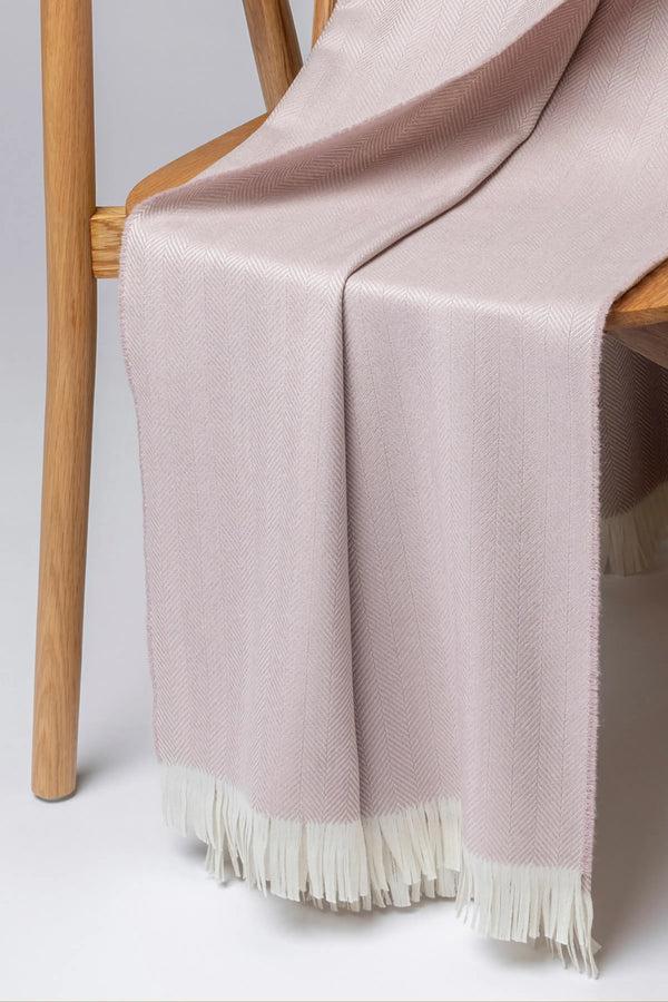Johnstons Of Elgin Herringbone Merino Pink Throw