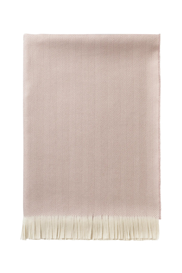Johnstons Of Elgin Herringbone Merino Pink Throw