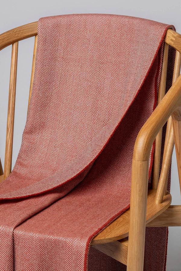 Johnstons Of Elgin Herringbone Merino Red Throw