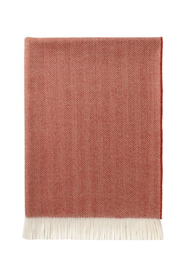 Johnstons Of Elgin Herringbone Merino Red Throw