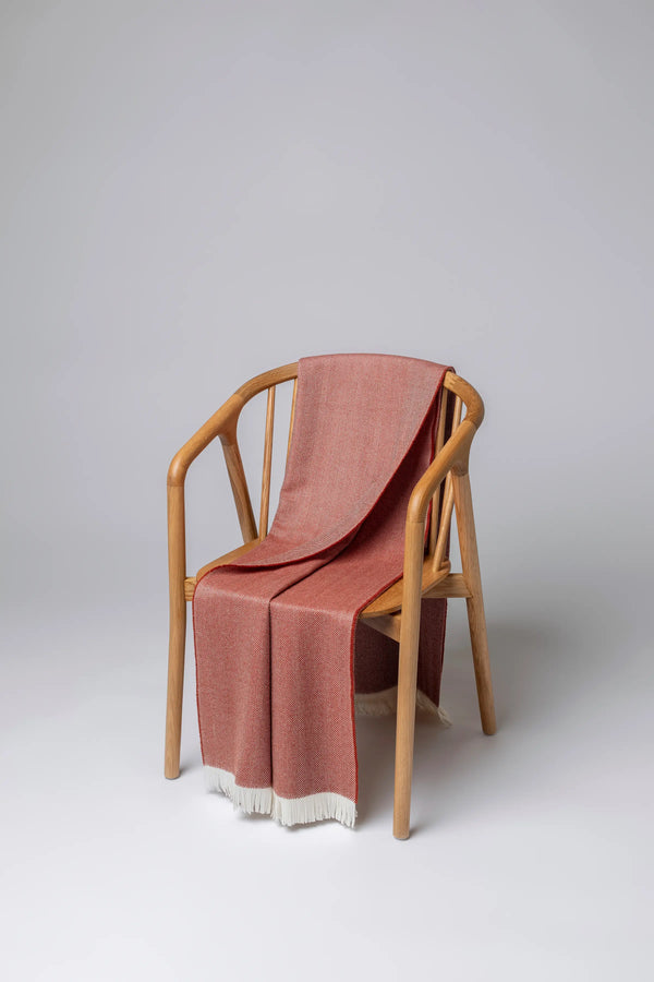 johnstons of elgin Herringbone Merino Red Throw
