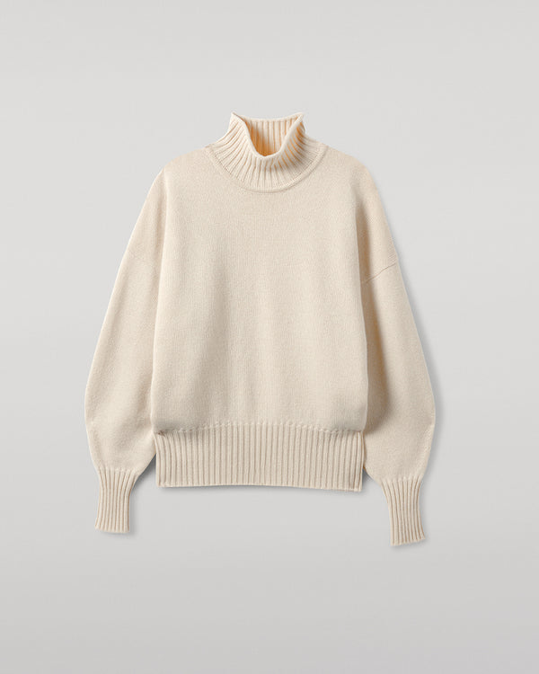 Johnstons Of Elgin High Neck Cream Cashmere Jumper