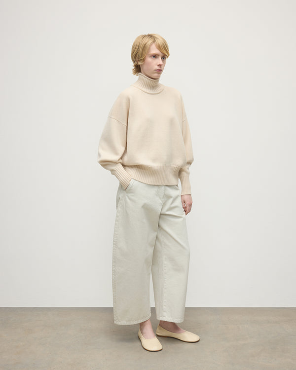 Johnstons Of Elgin High Neck Cream Cashmere Jumper