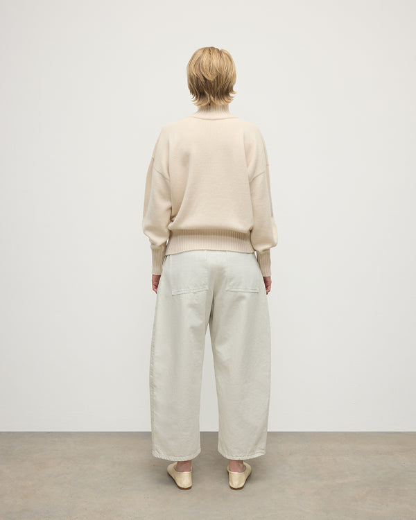 Johnstons Of Elgin High Neck Cream Cashmere Jumper