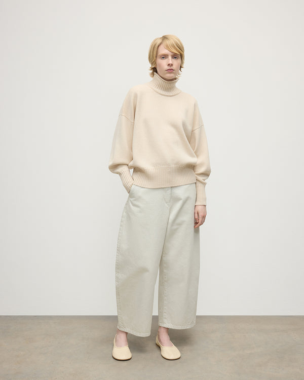 johnstons of elgin High Neck Cream Cashmere Jumper