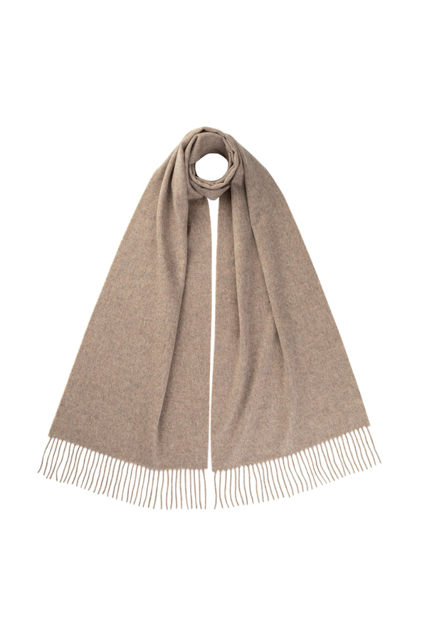 johnstons of elgin Light Brown Wide Cashmere Scarf