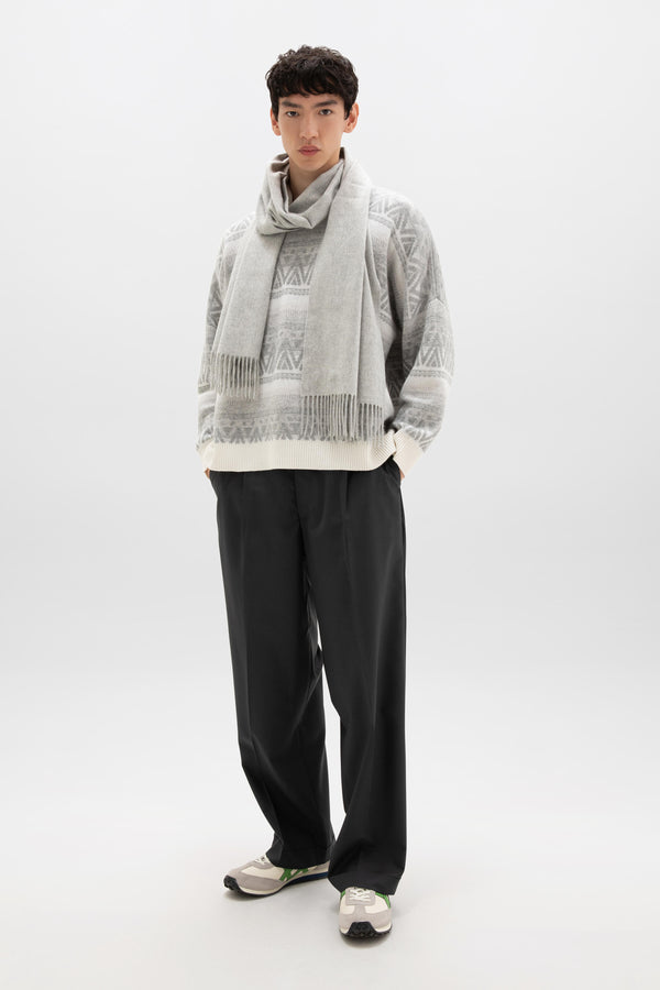 Johnstons Of Elgin Light Grey Wide Cashmere Scarf