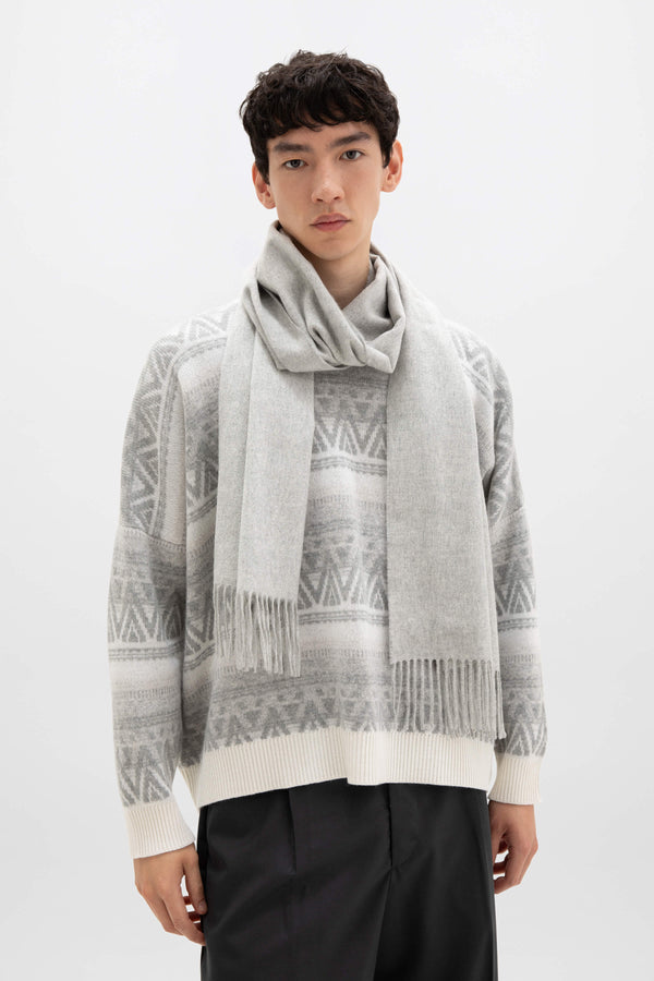 Johnstons Of Elgin Light Grey Wide Cashmere Scarf