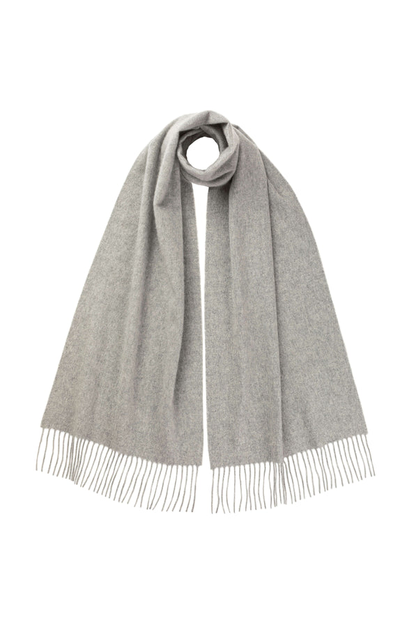 johnstons of elgin Light Grey Wide Cashmere Scarf