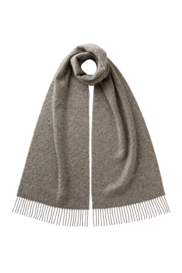johnstons of elgin Lofty Twill Grey Cashmere Scarf