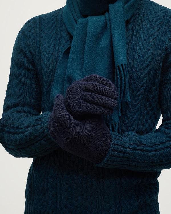 Johnstons Of Elgin Men's Cashmere Dark Navy Gloves