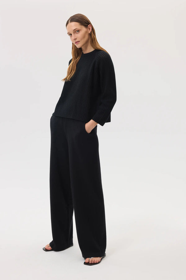 Johnstons Of Elgin Mesh Rib Cashmere Black Jumper