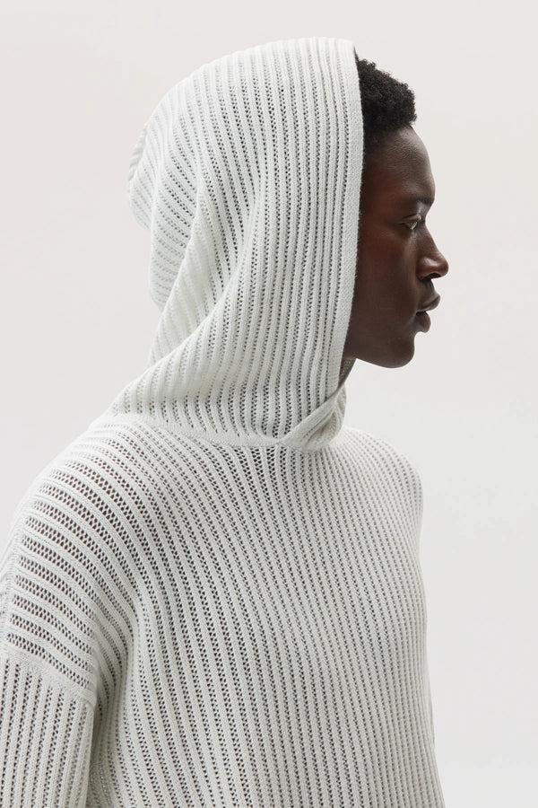Johnstons Of Elgin Mesh Rib Cashmere White Hoodie