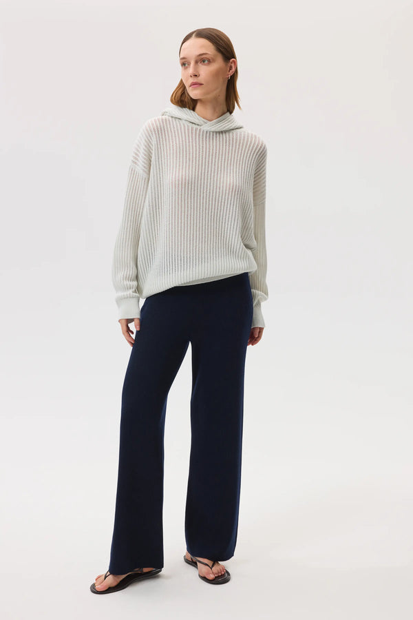 Johnstons Of Elgin Mesh Rib Cashmere White Hoodie