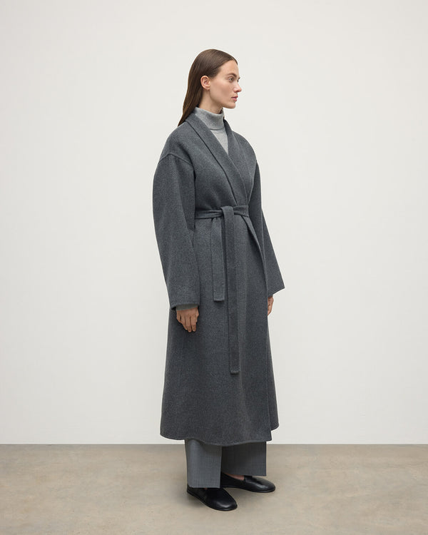 Johnstons Of Elgin Mid Grey Cashmere Wrap Coat
