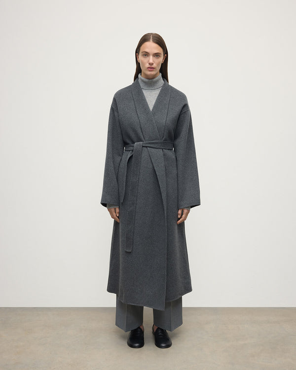 johnstons of elgin Mid Grey Cashmere Wrap Coat
