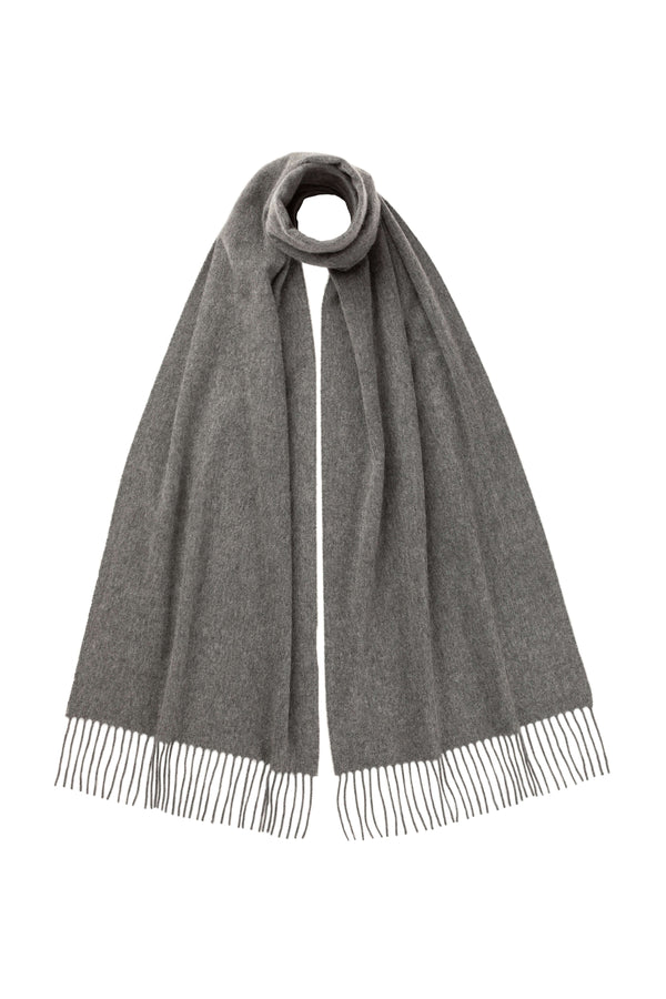 johnstons of elgin Mid Grey Wide Cashmere Scarf