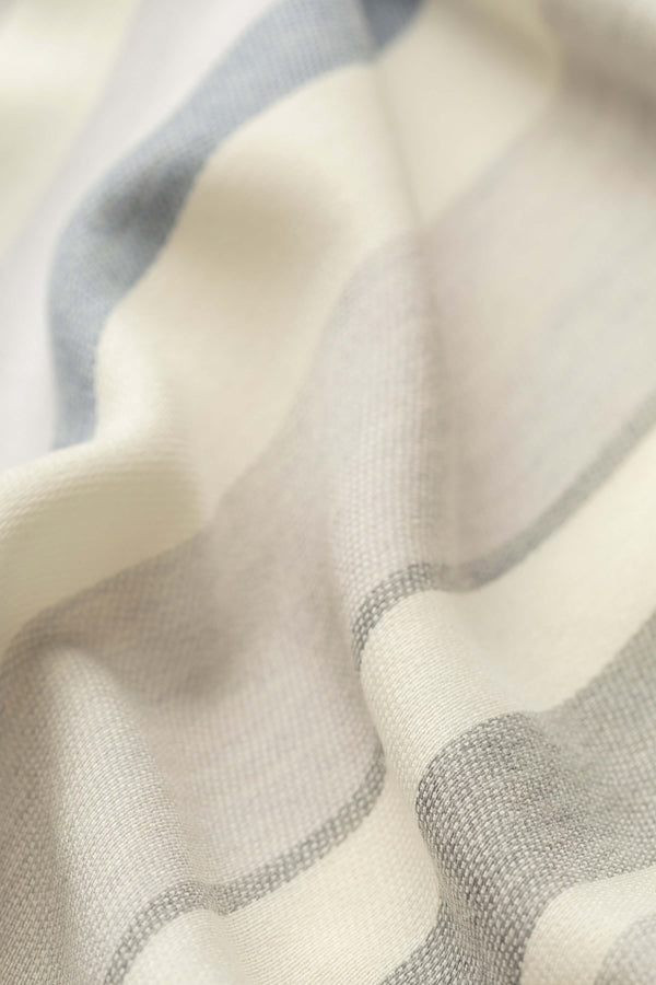 Johnstons Of Elgin Multi Stripe Merino Blue Throw