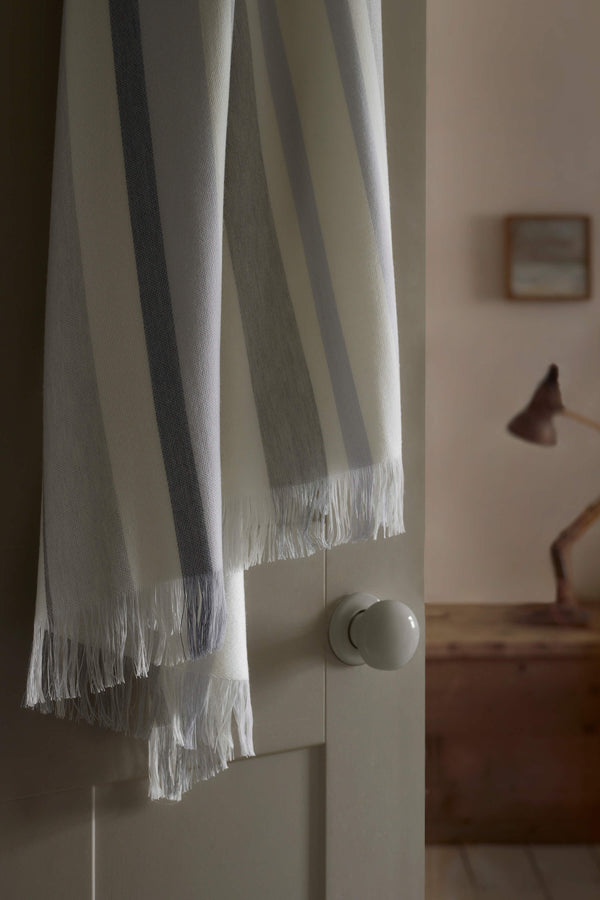 Johnstons Of Elgin Multi Stripe Merino Blue Throw