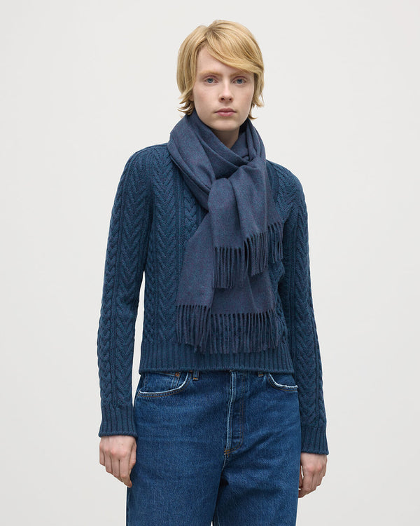 Johnstons Of Elgin Navy Wide Cashmere Scarf