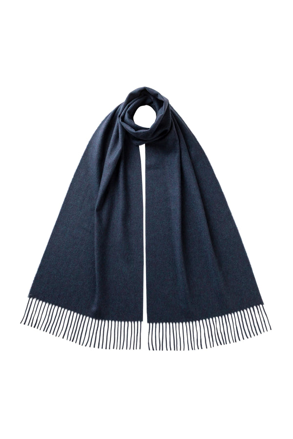 johnstons of elgin Navy Wide Cashmere Scarf