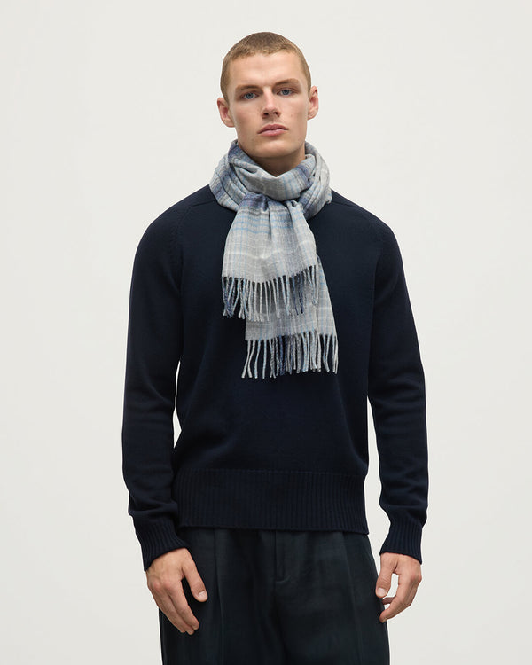 Johnstons Of Elgin Ombre Check Grey Merino Scarf