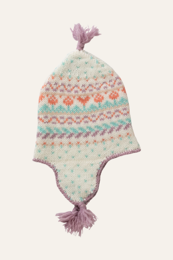 Johnstons Of Elgin Pink Cashmere Fairisle Baby Hat