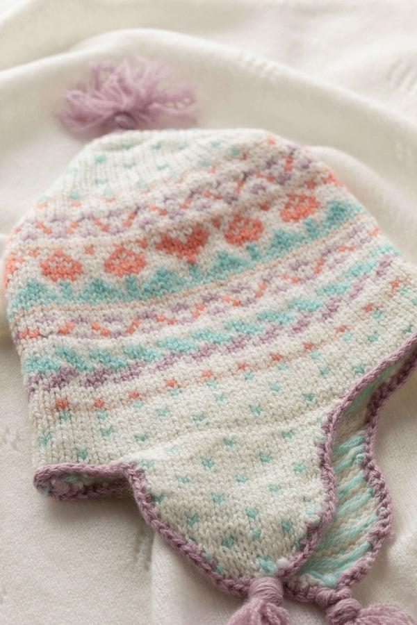 Johnstons Of Elgin Pink Cashmere Fairisle Baby Hat